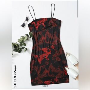 SHEIN EZwear Dragon Print Bodycon Cami Dress XS